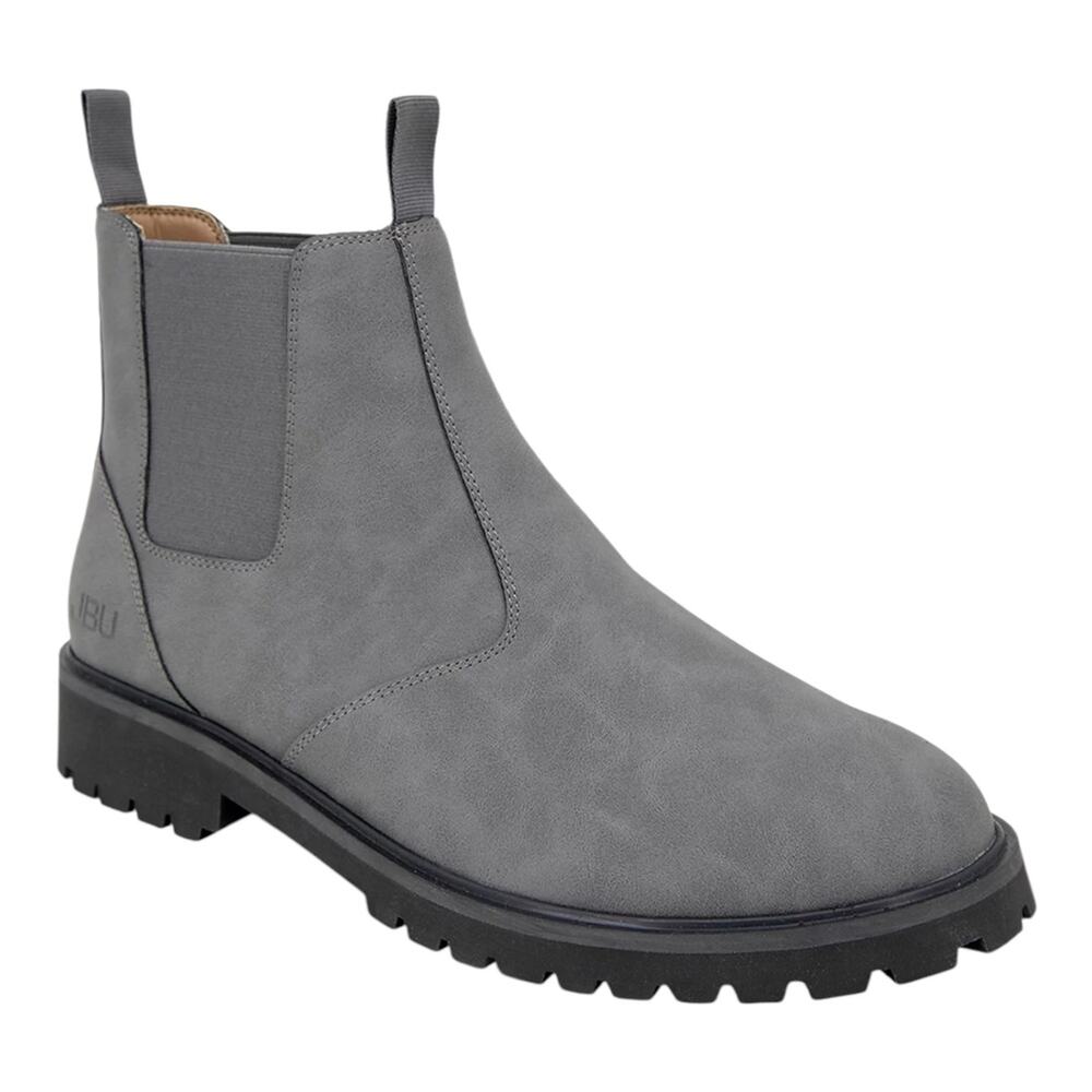 JBU Men's Kai Leather Slip & Water Resistant Chelsea Boots Gray Size 8